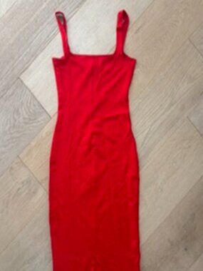 ICONIC American Apparel Red Bodycon Midi Dress - Size M